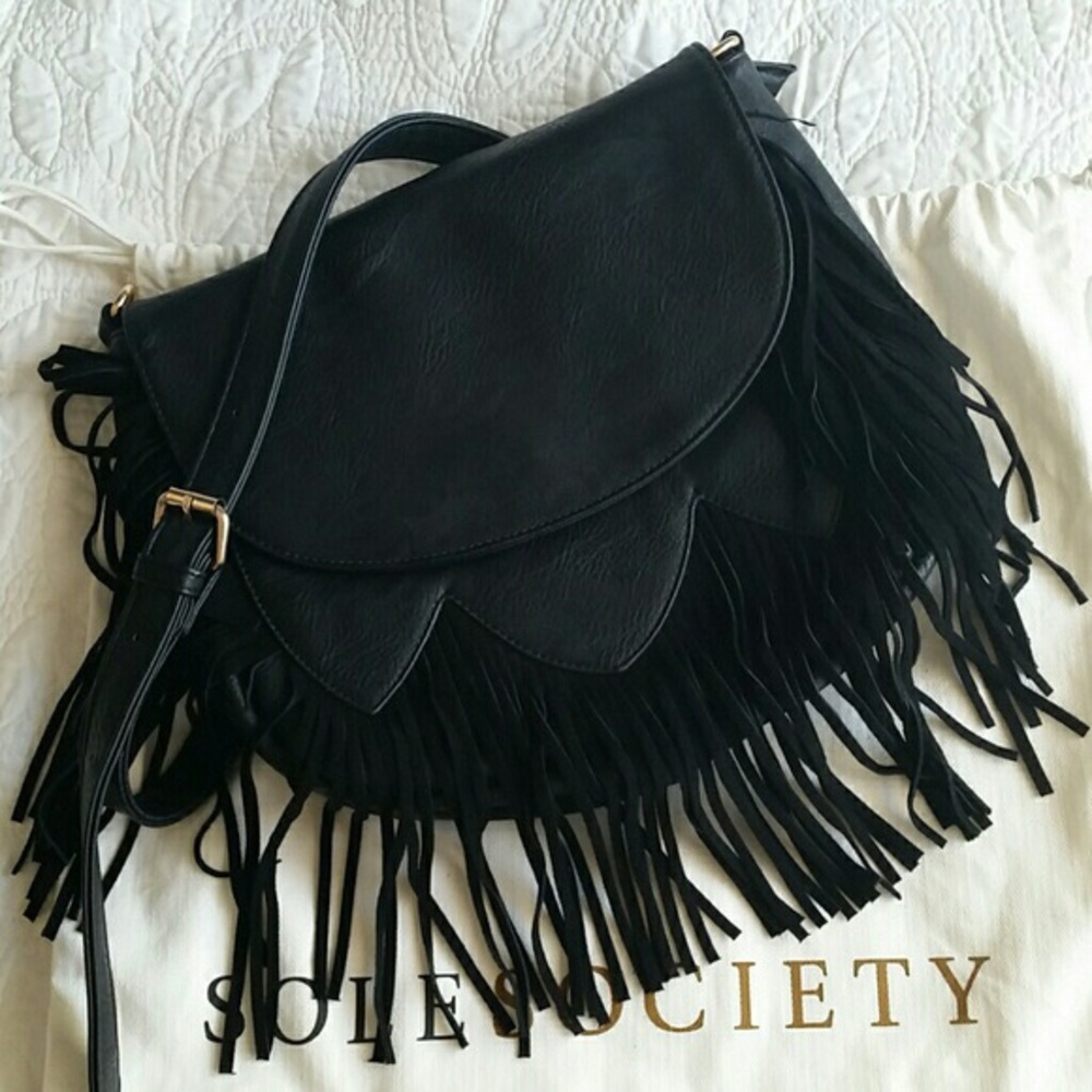 Sole society black fringe crossbody